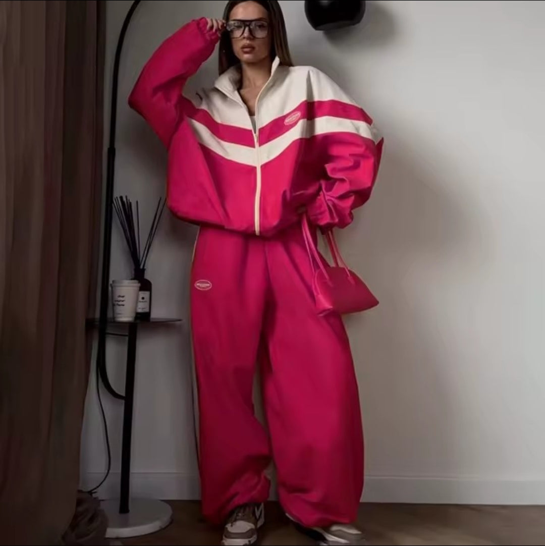 Mamen Conjunto de dos piezas estilo streetwear para mujer – Primavera/Otoño