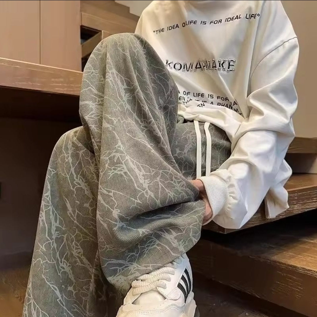 Adri    Pantalones de Pana Retro para Hombre – Streetwear Oversize Hip-Hop