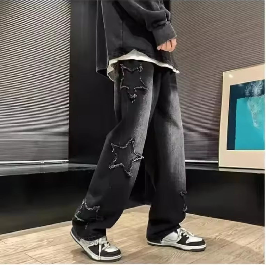 Sergio   Jeans Hip-Hop con Diseño de Estrella para Hombre – Streetwear Oversize