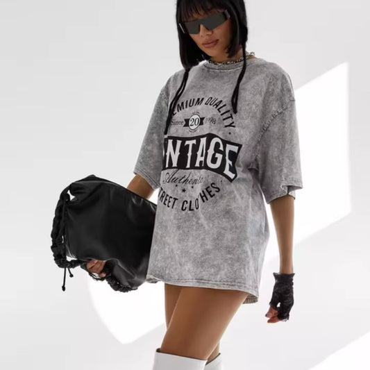 Monica Camiseta Vintage Oversize Mujer