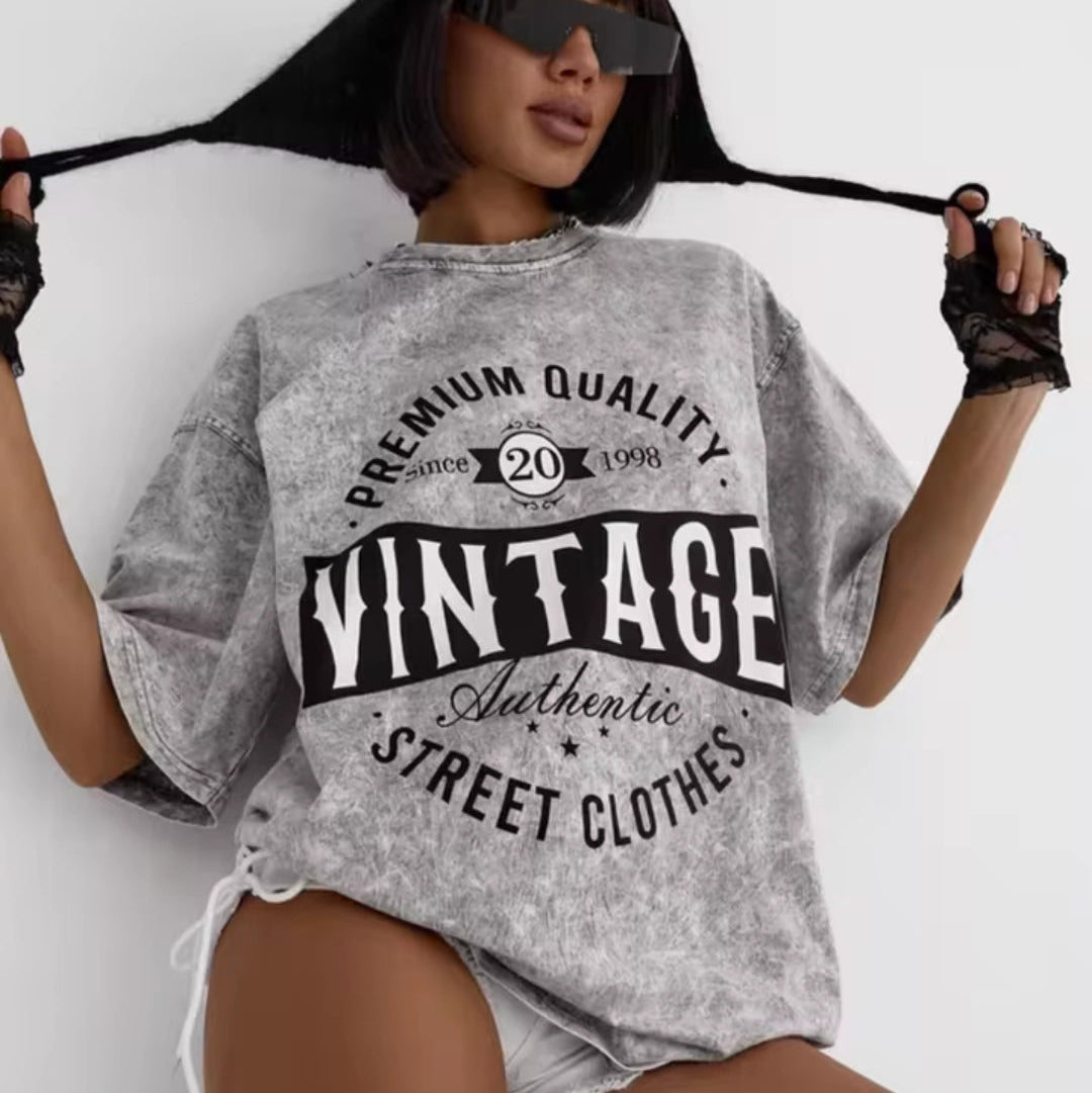 Monica Camiseta Vintage Oversize Mujer