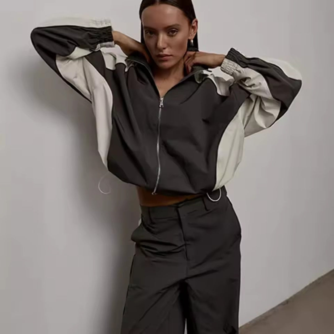 Roma  Traje informal para mujer – Cárdigan con bloque de color y pantalón deportivo