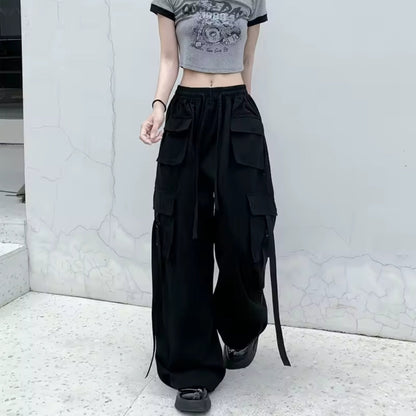 Lore Pantalones Cargo Hip Hop Unisex – Pierna Ancha &amp; Estilo Streetwear