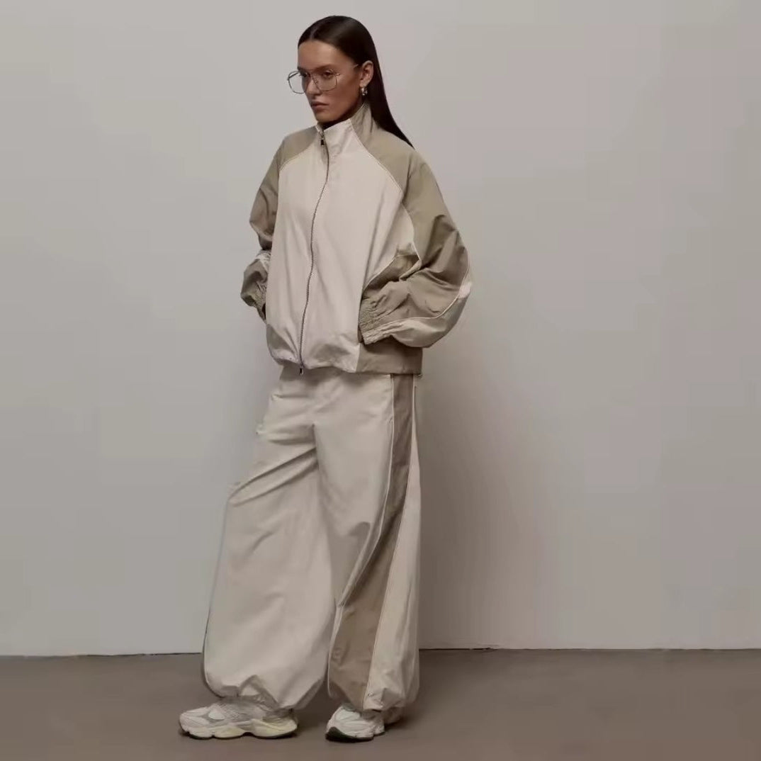 Roma  Traje informal para mujer – Cárdigan con bloque de color y pantalón deportivo