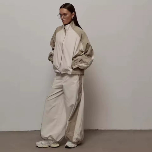 Roma  Traje informal para mujer – Cárdigan con bloque de color y pantalón deportivo
