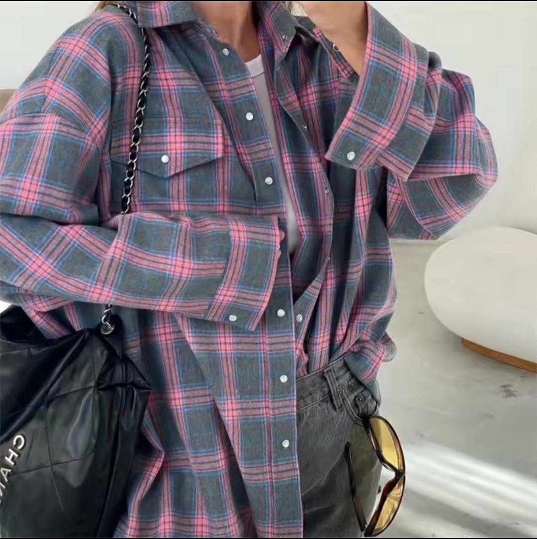 Isa Camisa Vintage a Cuadros Mujer